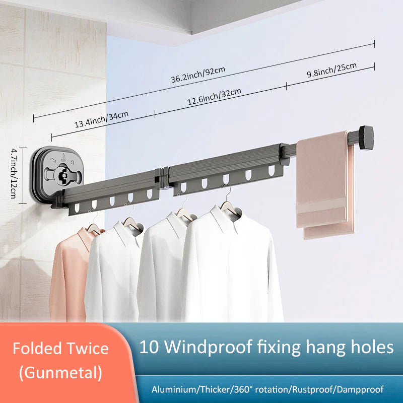 No Punching Wall Mounted Clothes Hanger Retractable