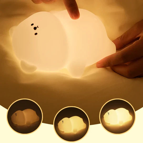 Cute Bear Silicone Lamp USB Rechargeable Timing Bedside Decor Kids Baby