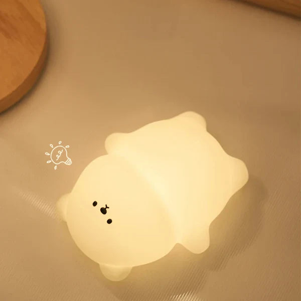 Cute Bear Silicone Lamp USB Rechargeable Timing Bedside Decor Kids Baby